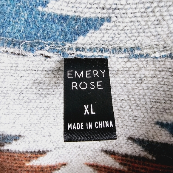 Emery Rose Geo Print Aztec Drop Shoulder Shacket Jacket XL - Picture 6 of 9